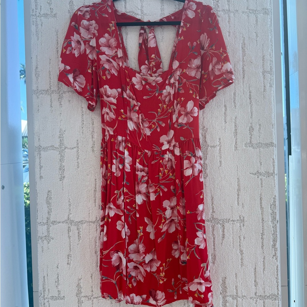 Floral Red Dress